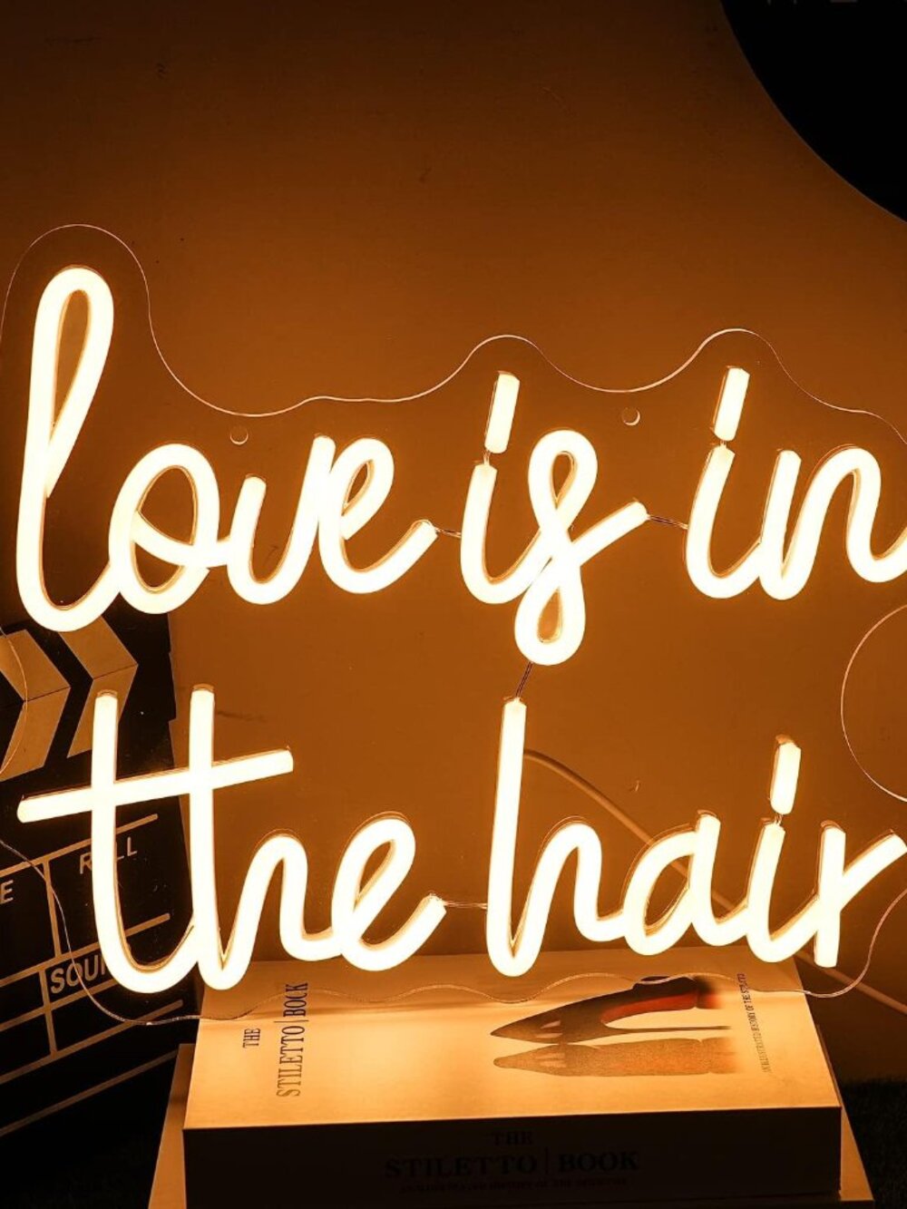 Love is in the Hair” Neon Sign Letter Neon Light Hair LED Sign White LED Neon Li